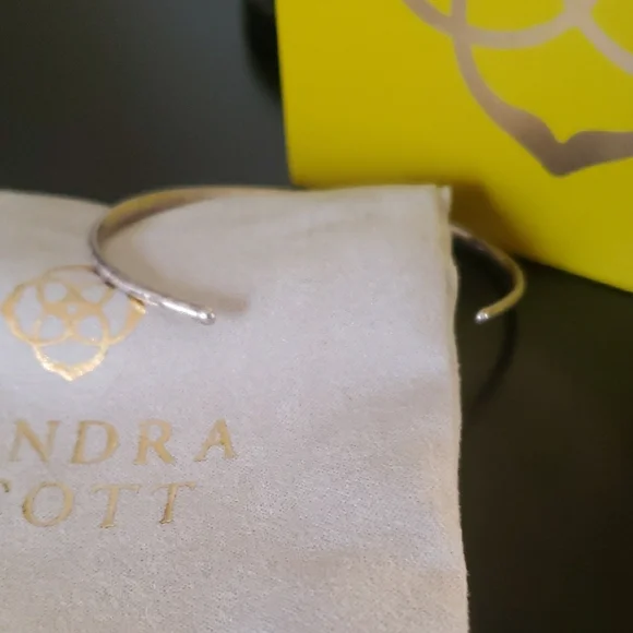 Kendra Scott Silver Thin Cuff Bangle w/ Kira Pierced Earrings - Picture 15 of 17